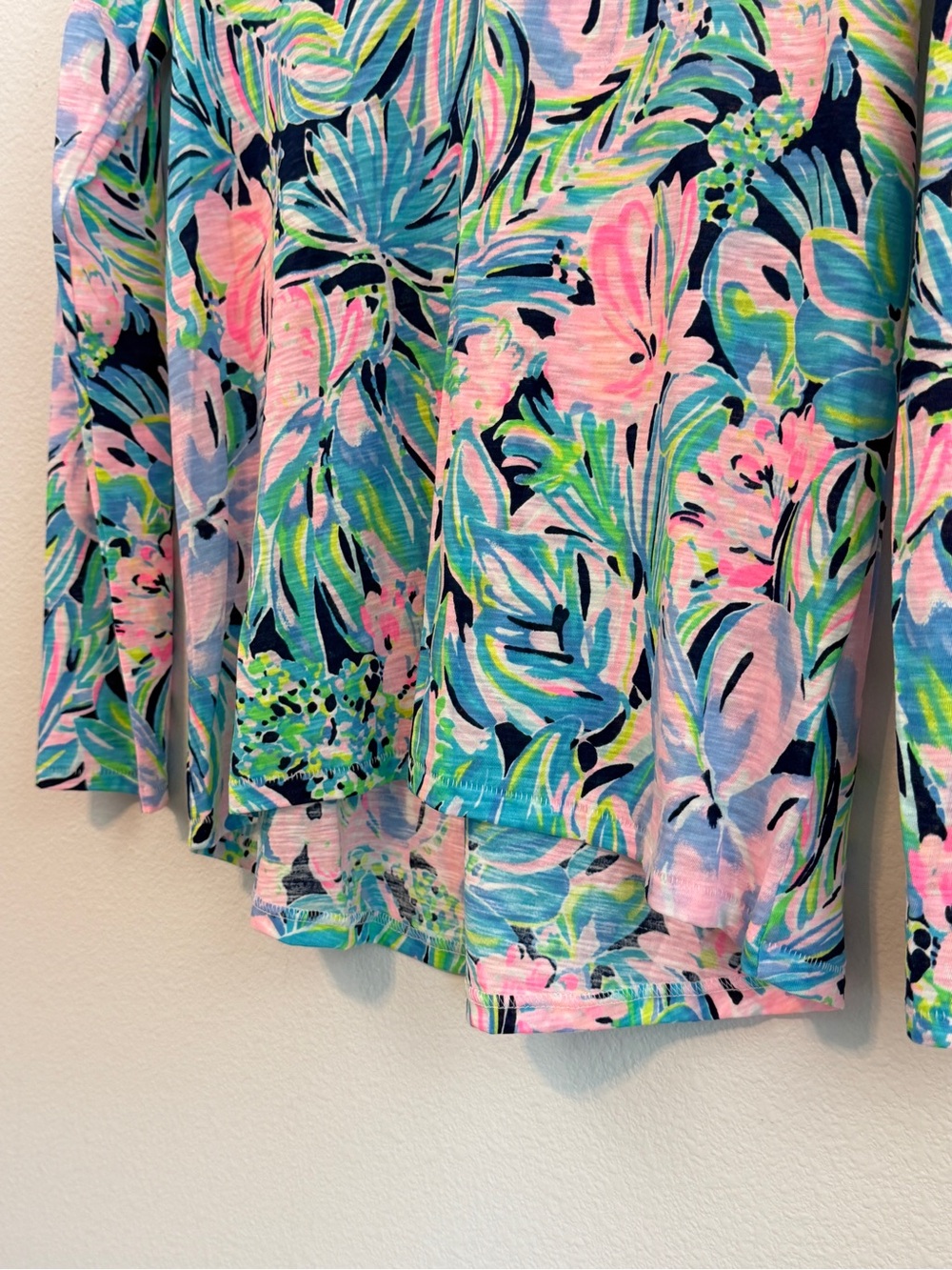 Lilly Pulitzer Long Sleeve Floral Tee in Pink & Teal - Picture 2 of 8